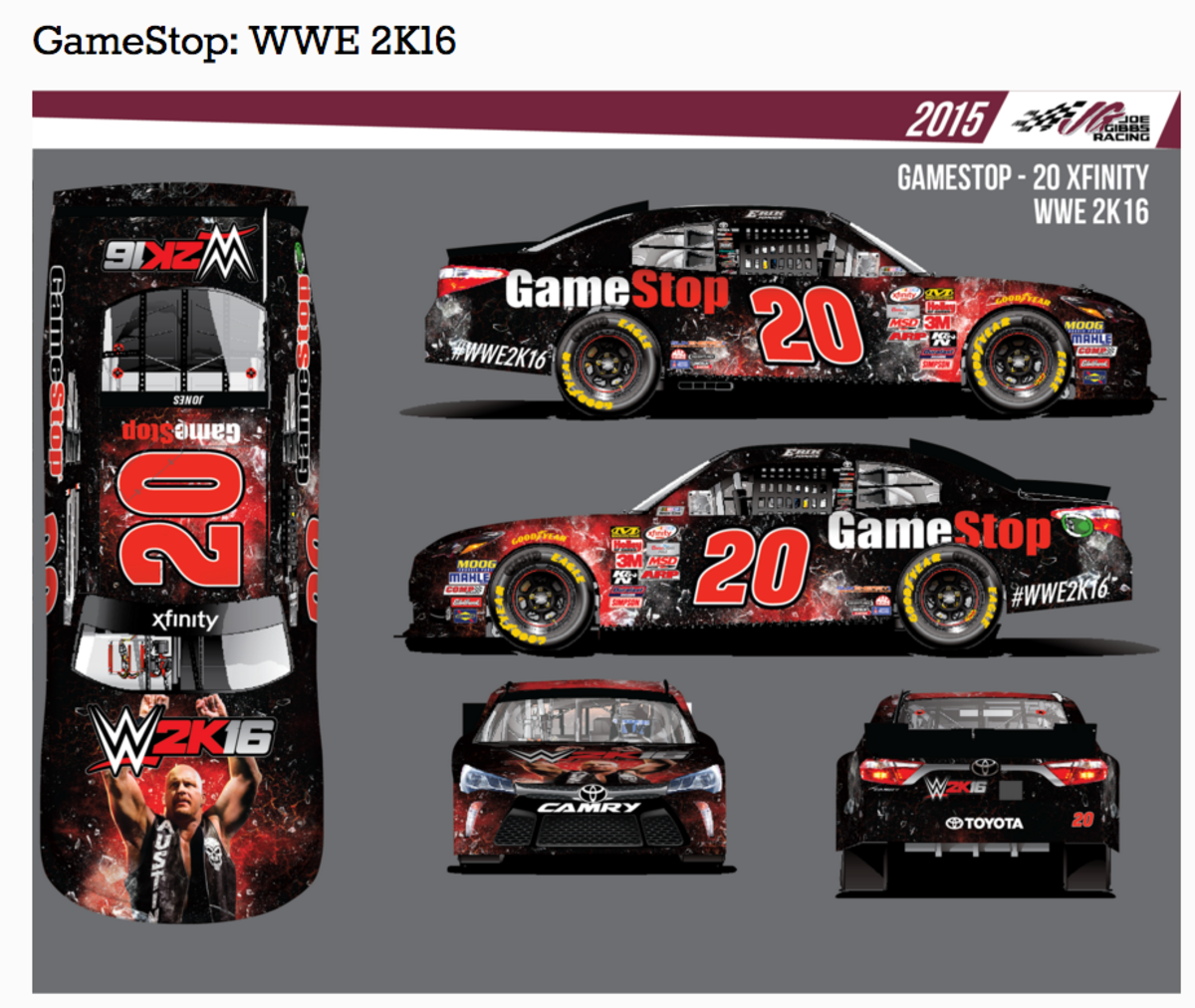 Erik Jones Driving WWE 2K16 Car Saturday At Phoenix International