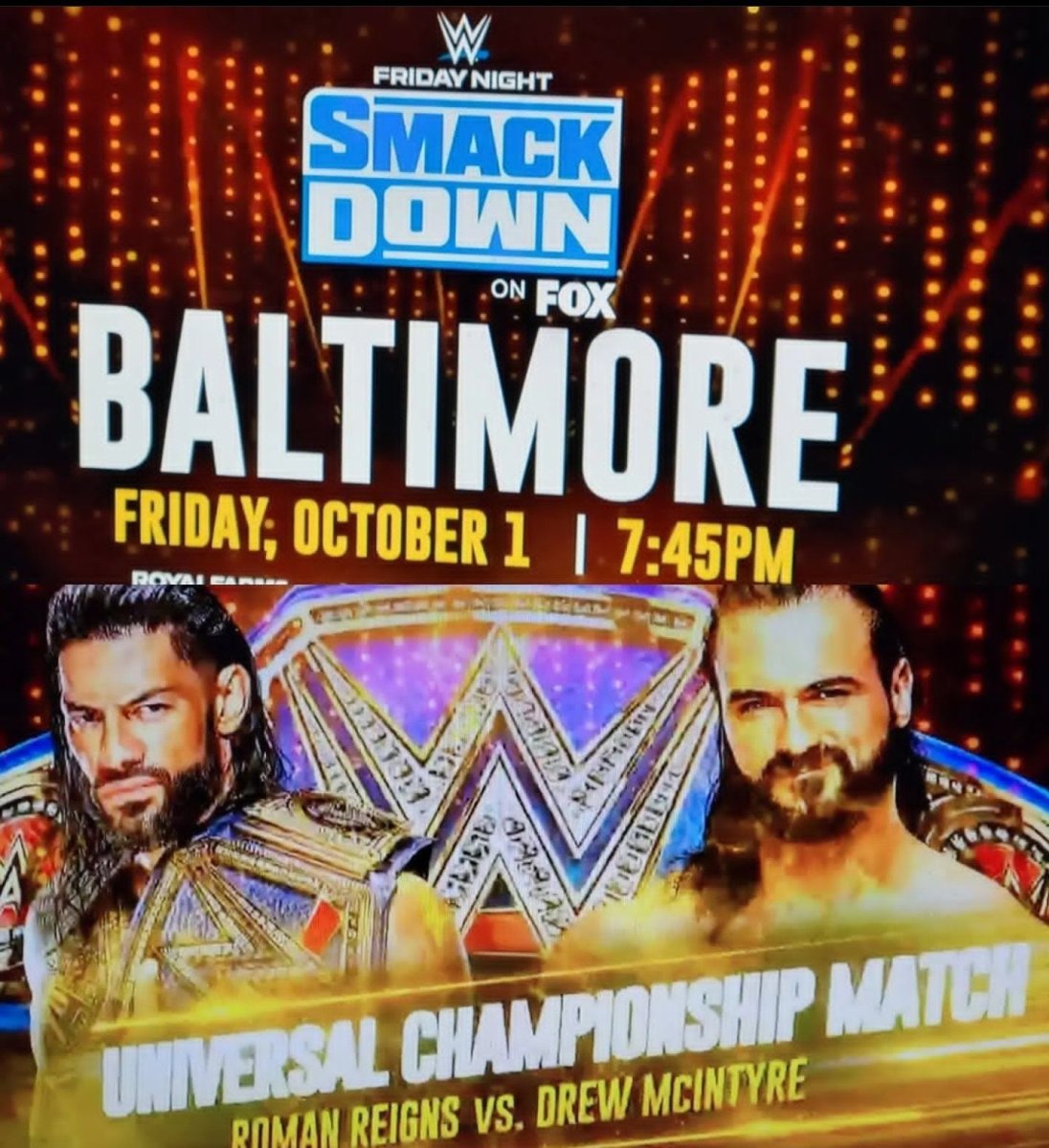 Local Ads In Baltimore Advertising Roman Reigns vs Drew McIntyre For